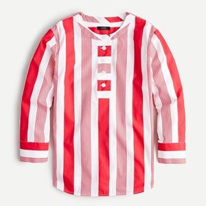 J. Crew Button-front cotton poplin tunic in stripe